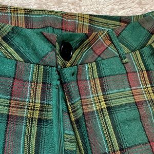 Green, Red, and Yellow Plaid Trousers for Women, Size M